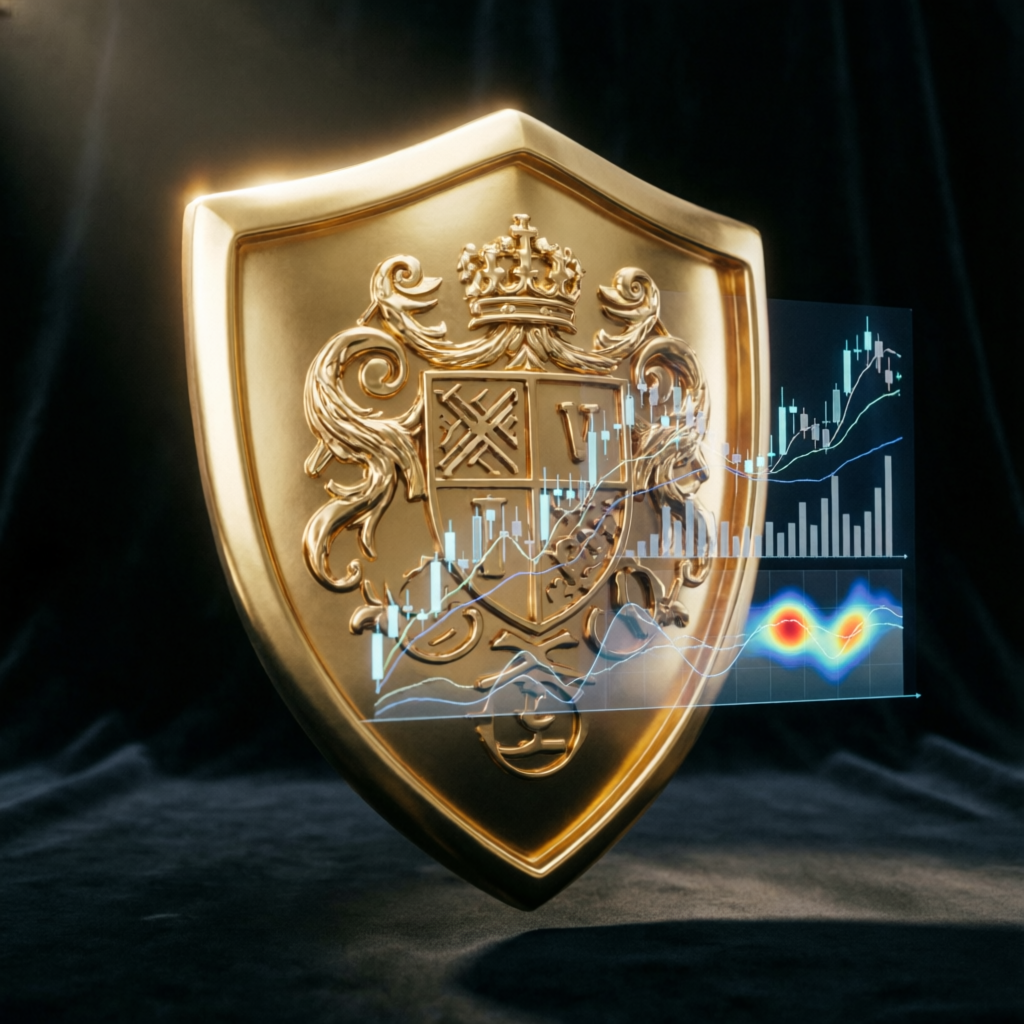 Golden shield protecting trading assets - risk management