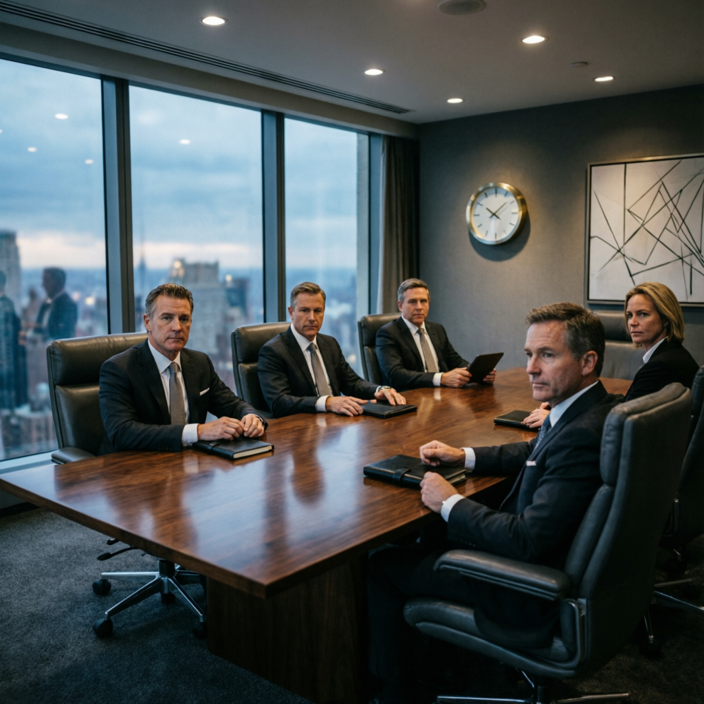 Professional risk management team meeting