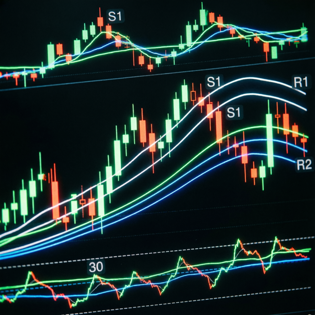 Advanced forex technical analysis chart with indicators