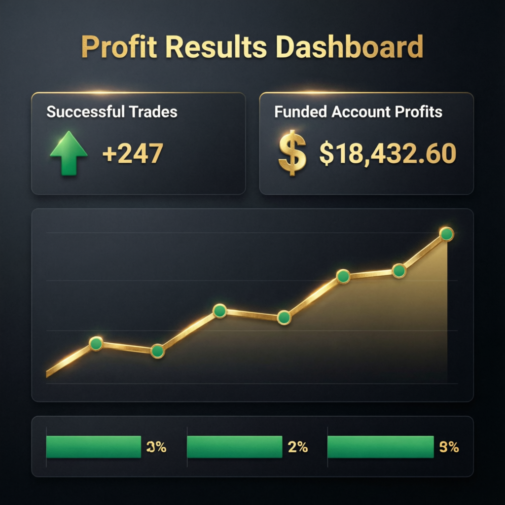Profit results dashboard showing successful trades
