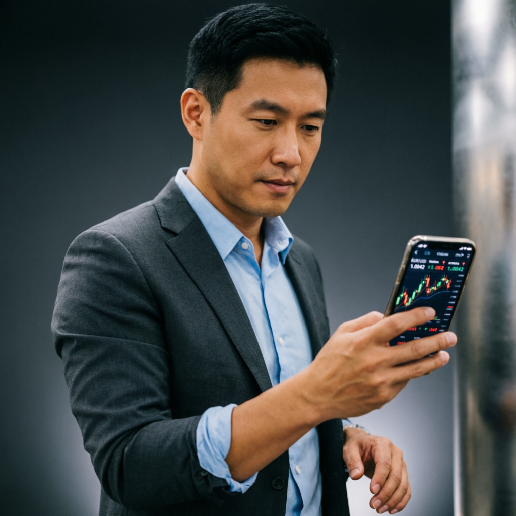 Mobile forex trading on smartphone