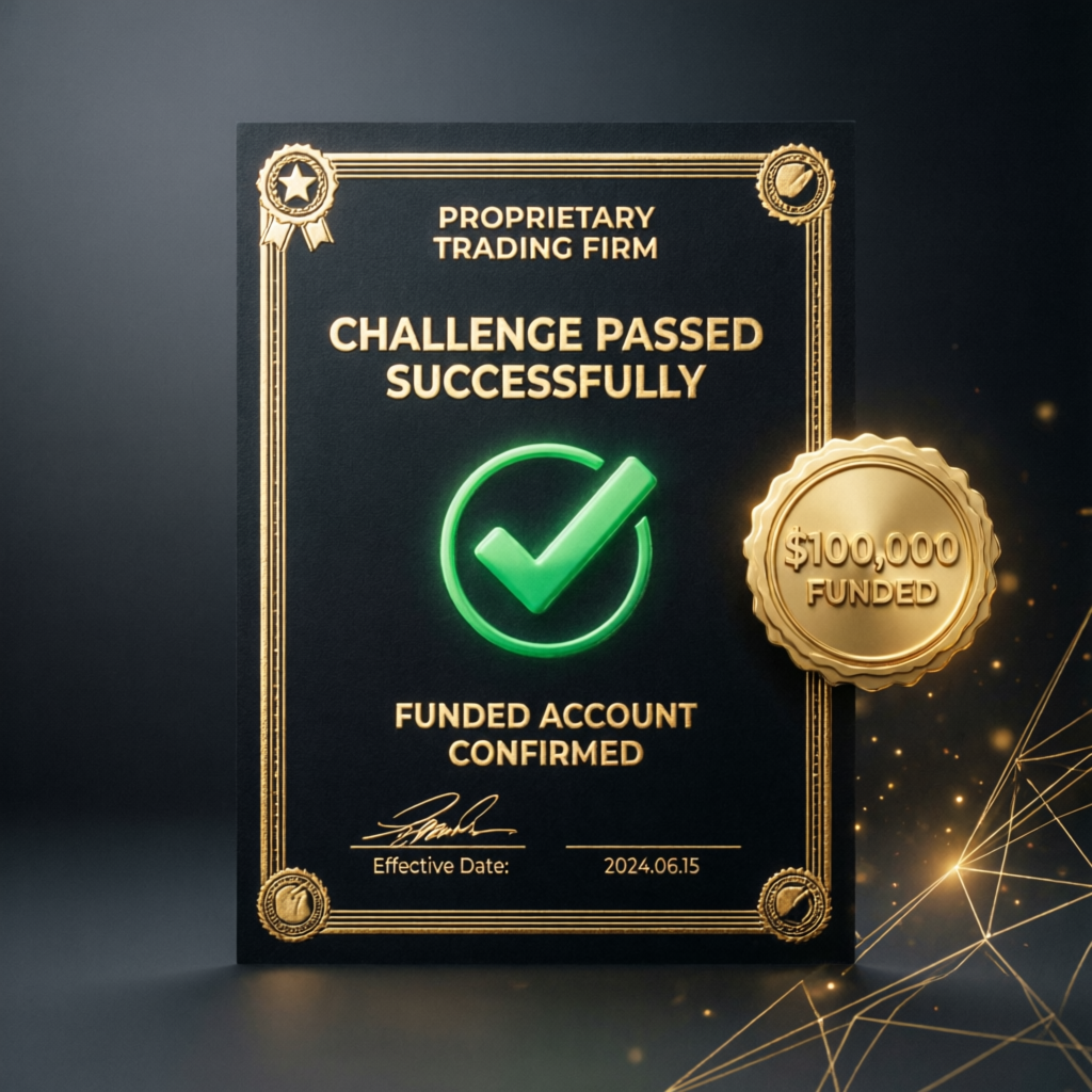 Prop firm challenge passed successfully certificate