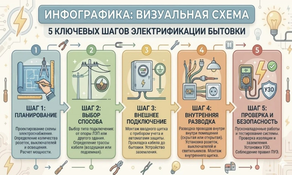 Схема электропроводки бытовки