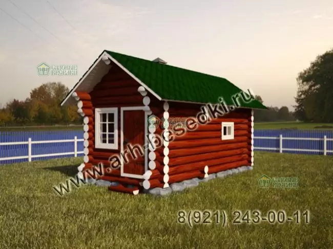 Сруб бани 3×6 с верандой