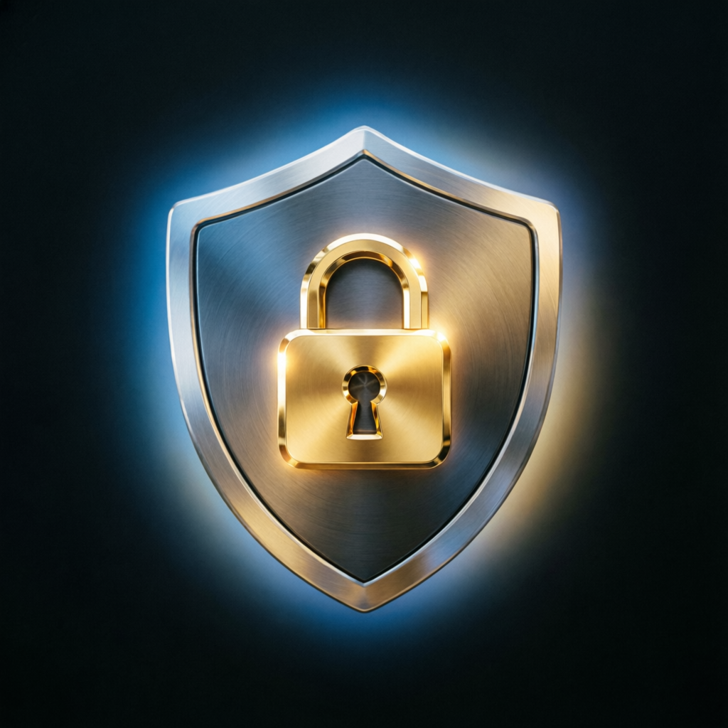 Security Shield with Lock Symbol Representing Account Protection