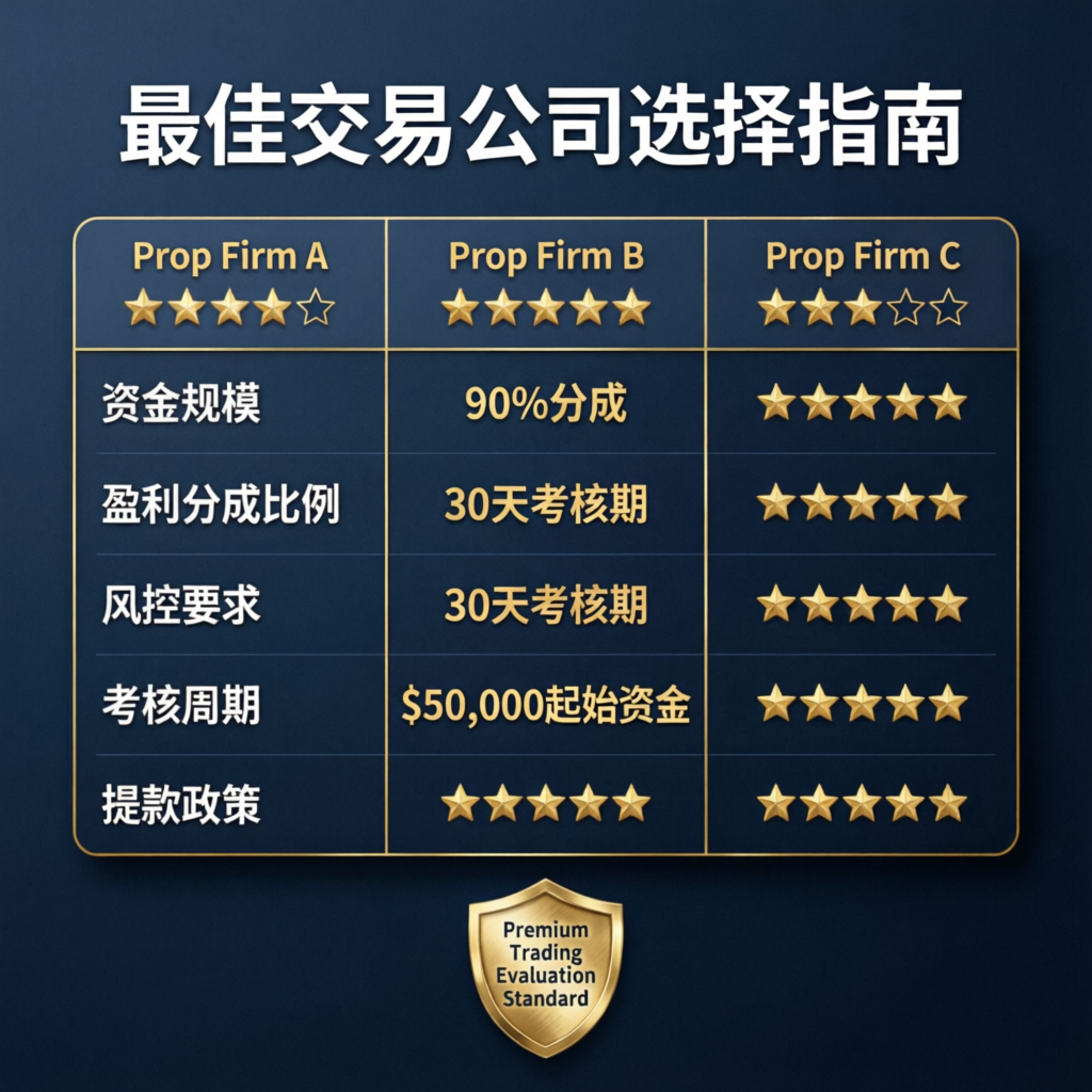 Best prop firm selection guide with comparison criteria and ratings