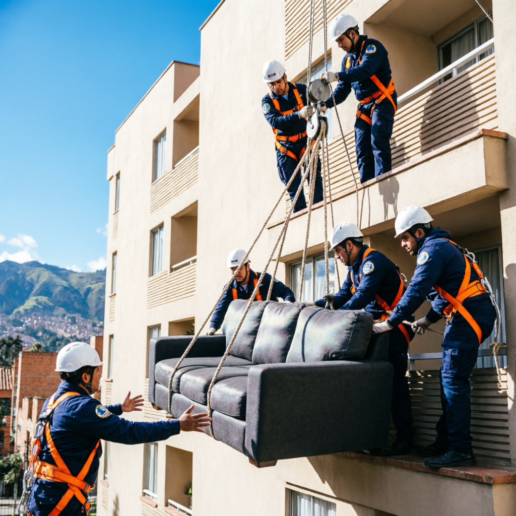Bajar Muebles por Fachada en Bogotá - Servicio profesional de descenso de muebles