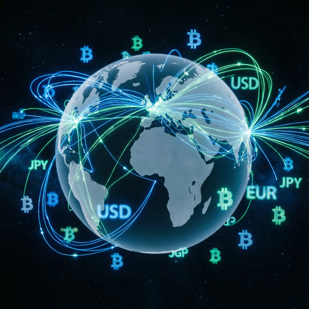 Global forex market with worldwide trading connections