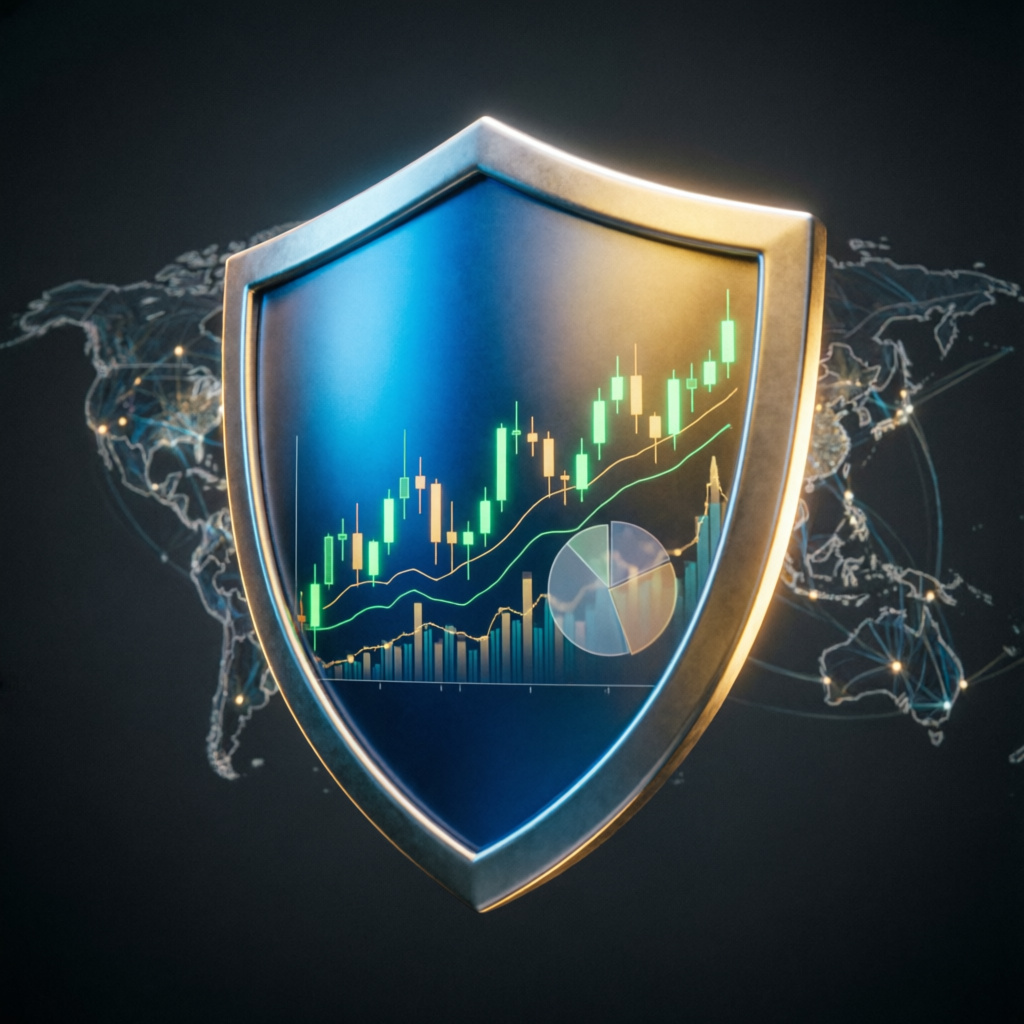 Risk management shield protecting trading account