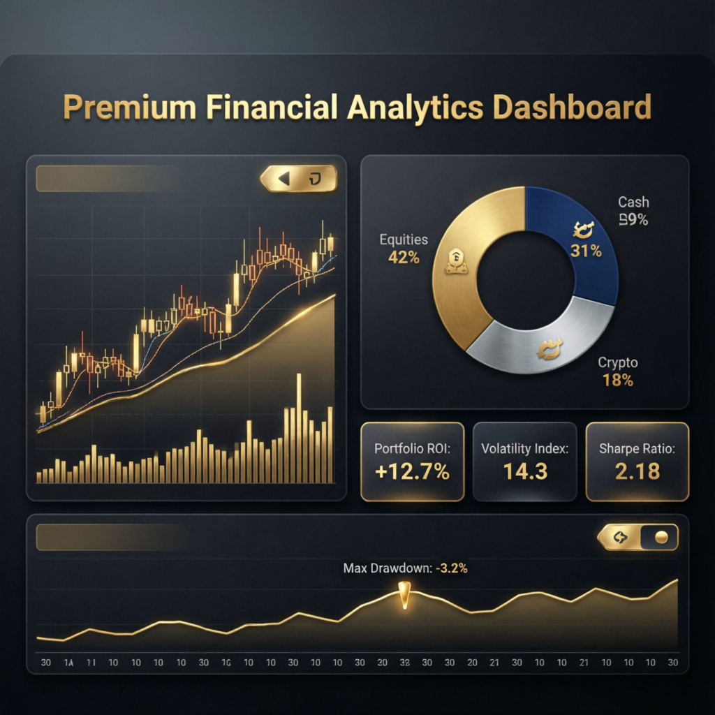 Premium financial analytics dashboard showing Topstep account performance metrics