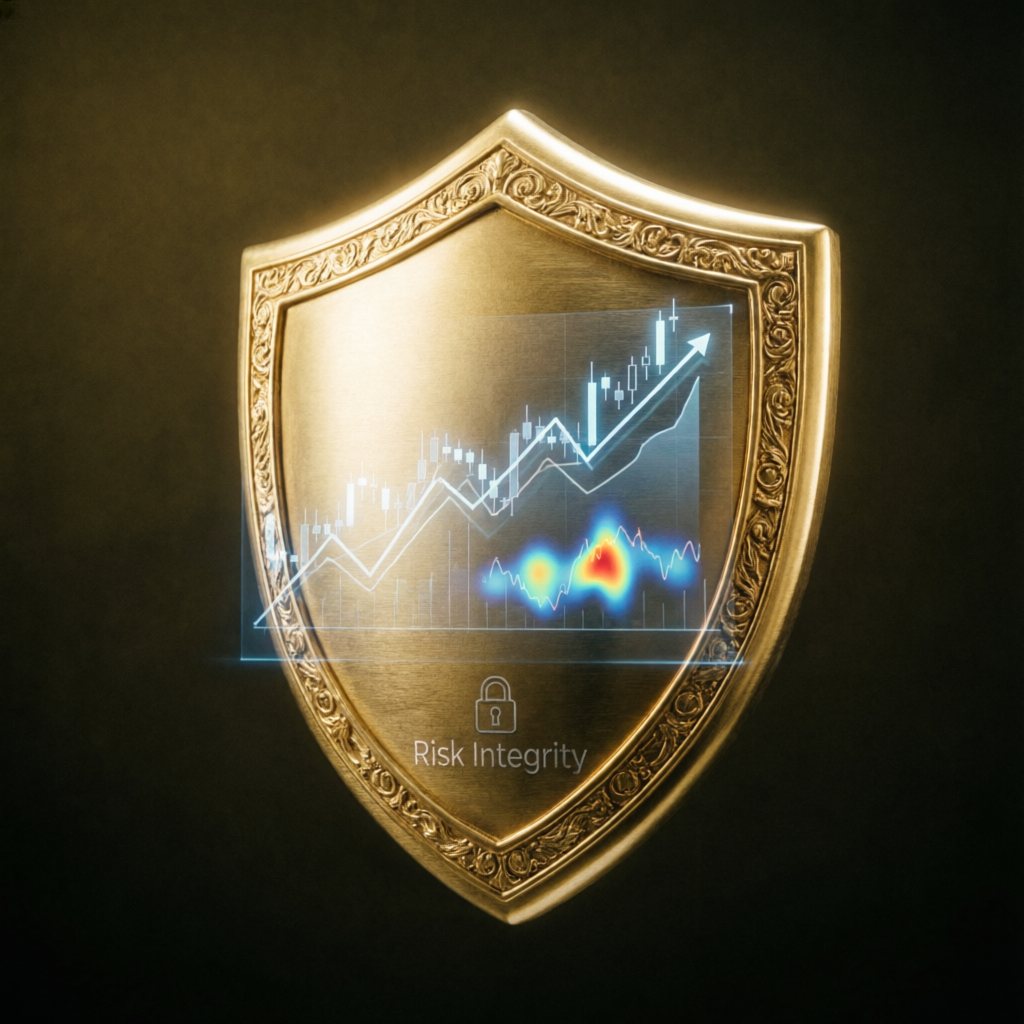 Risk integrity shield protecting Topstep funded account from overnight violations