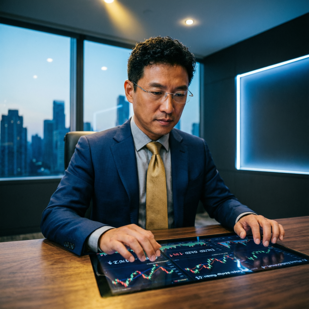 Professional forex account manager analyzing trading performance
