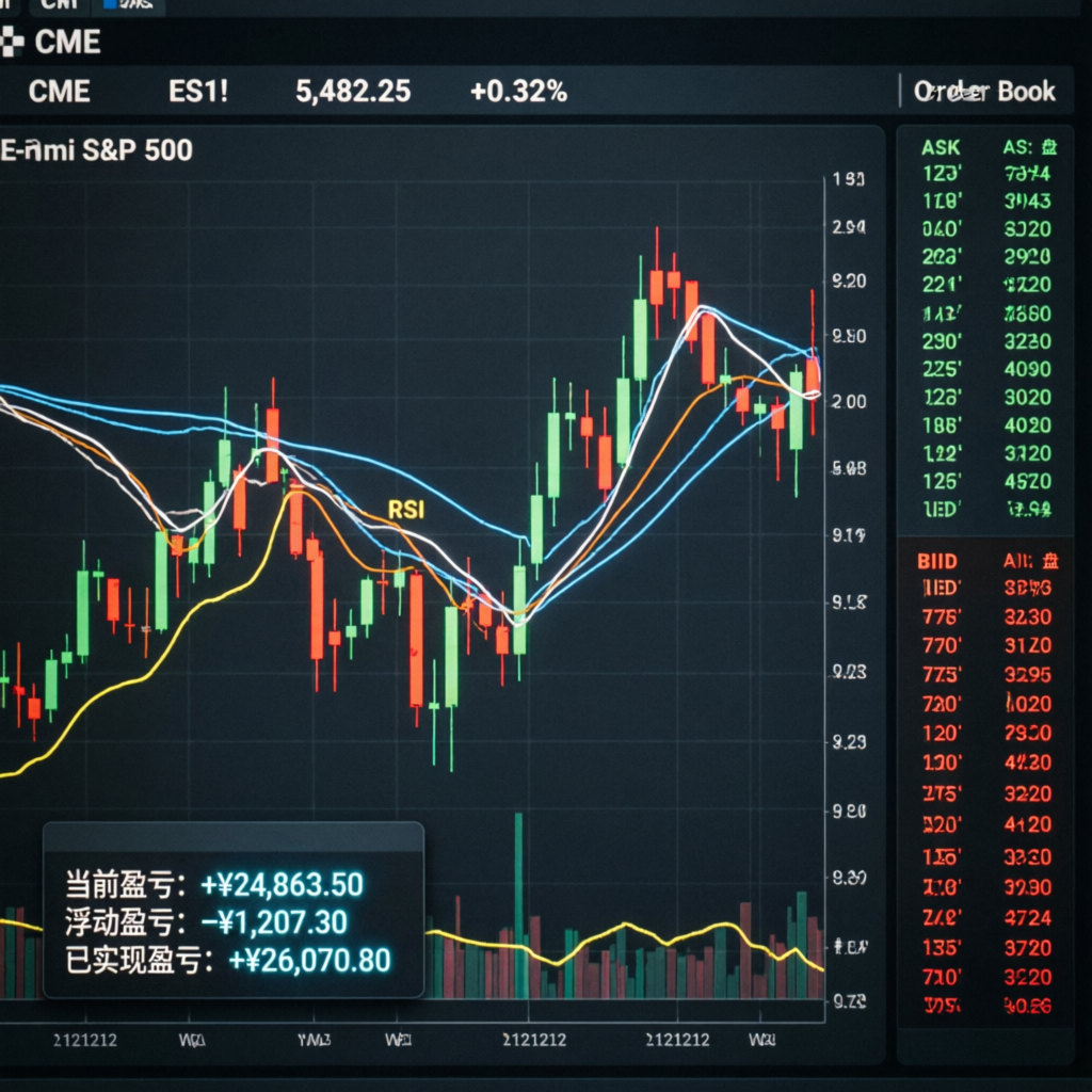 E-mini S&P 500 futures chart on Topstep trading platform