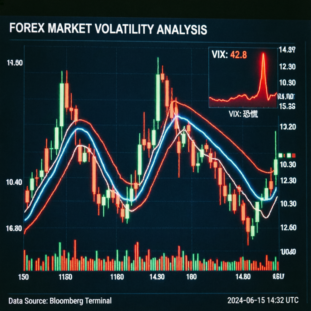 Forex market volatility analysis chart showing high volatility conditions with VIX indicator