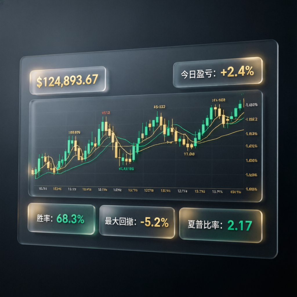 Modern trading dashboard showing live forex charts, profit metrics, and account performance