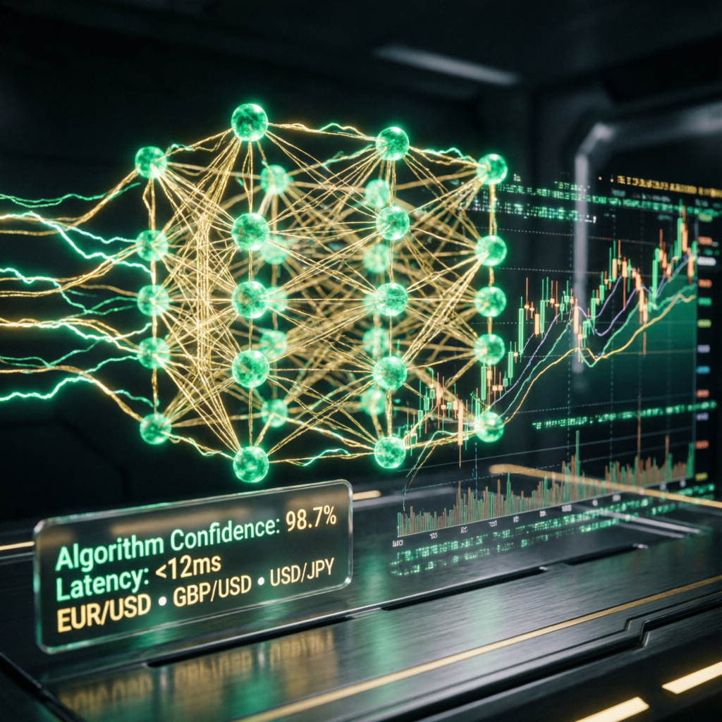 Advanced algorithmic trading system with neural network visualization and forex charts