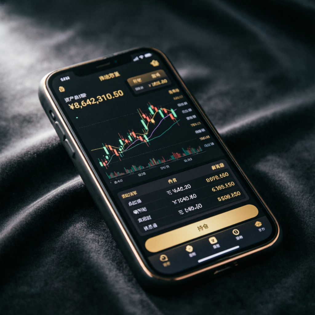 Mobile trading app showing profitable results