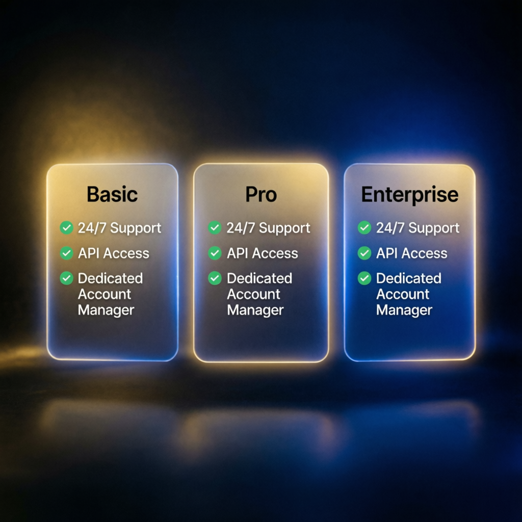 Premium pricing and plans cards for prop firm services