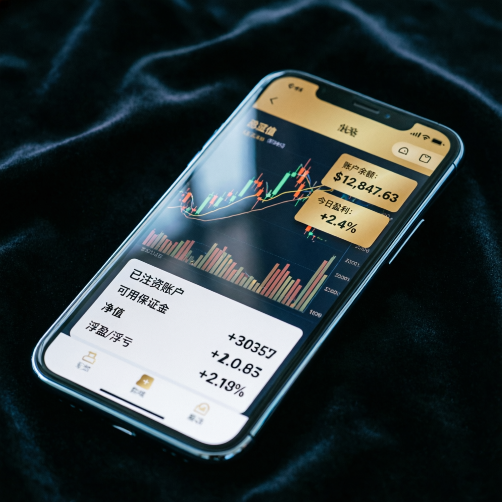 Mobile forex trading app showing funded account profits