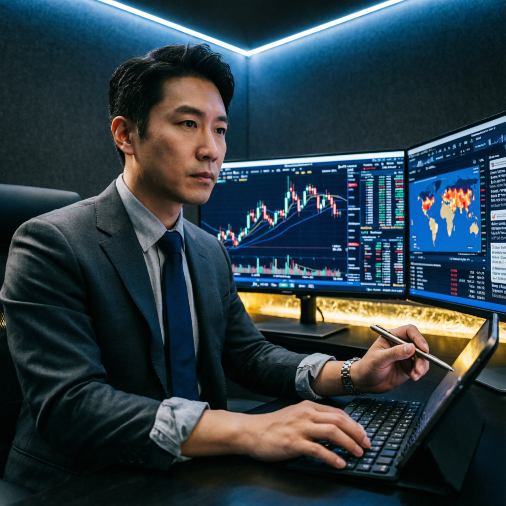 Professional forex trader managing E8 Markets funded account