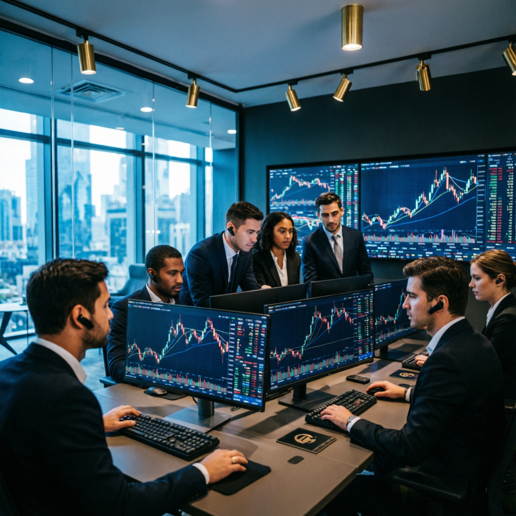 Professional team of forex traders managing funded accounts