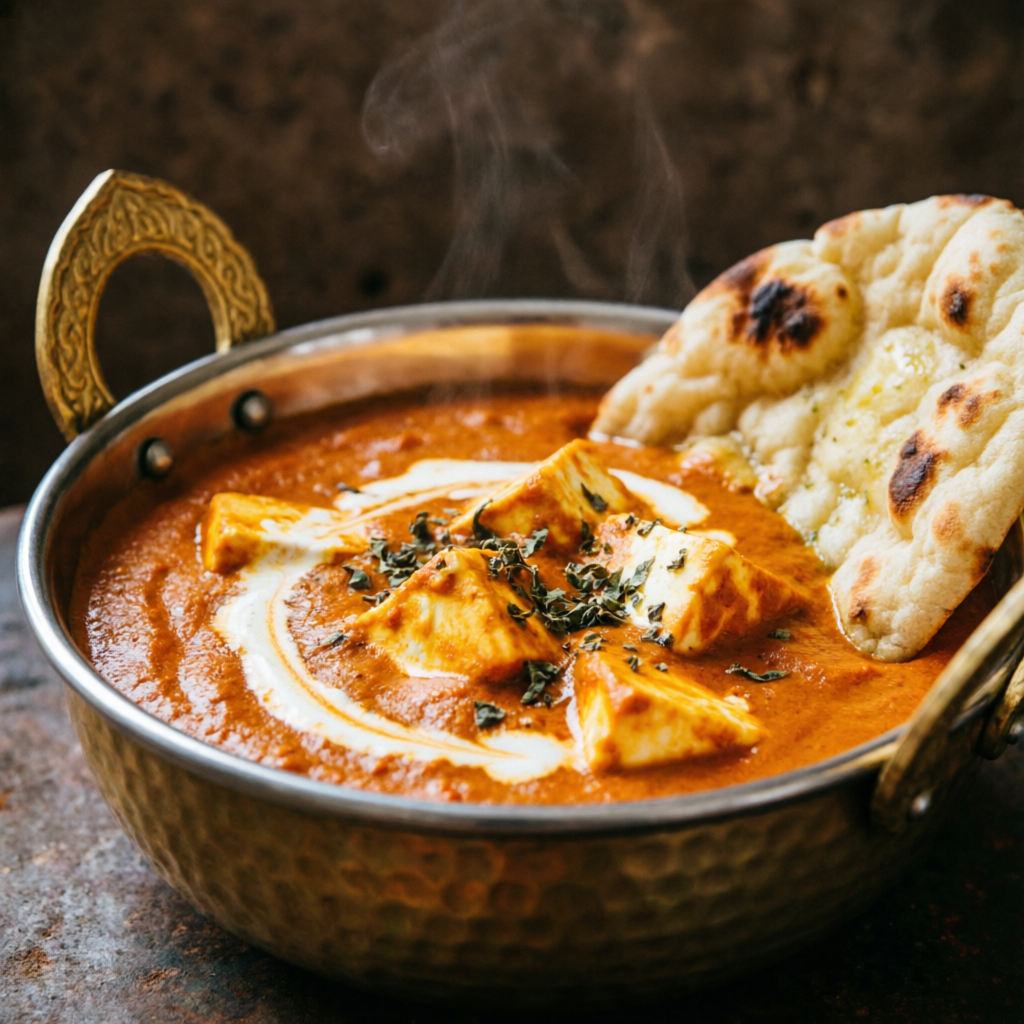 Paneer Butter Masala with butter naan — signature dish at best North Indian restaurant in Jaspur
