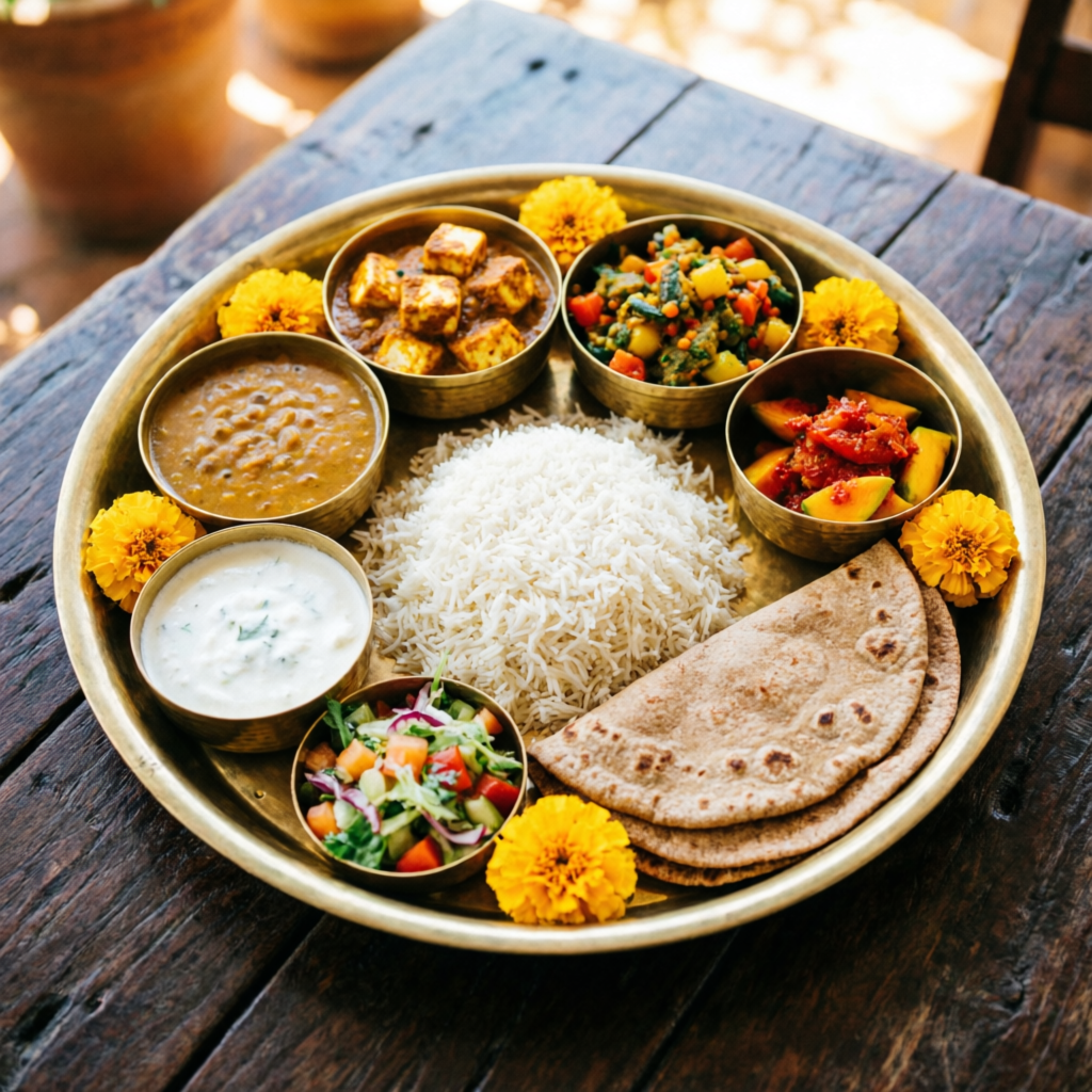 North Indian vegetarian thali at best veg restaurant in Udham Singh Nagar