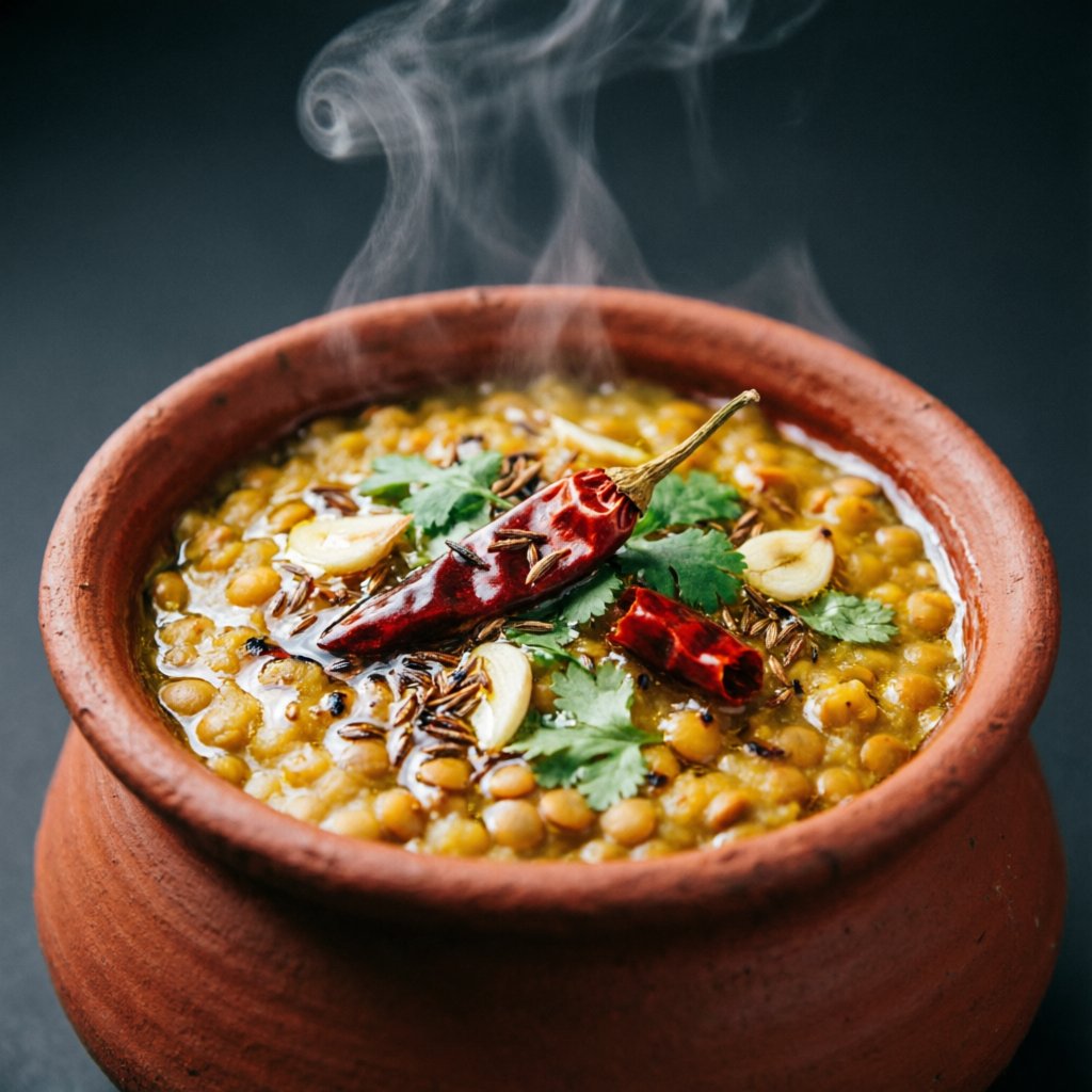 Dal Tadka in clay handi — popular dal dish in Udham Singh Nagar Uttarakhand