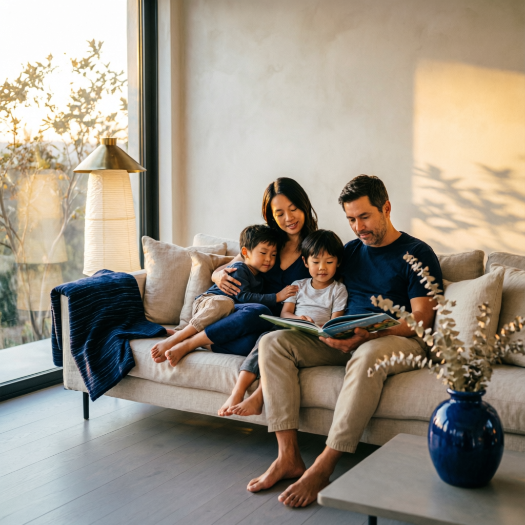Family enjoying their finished home in Houston