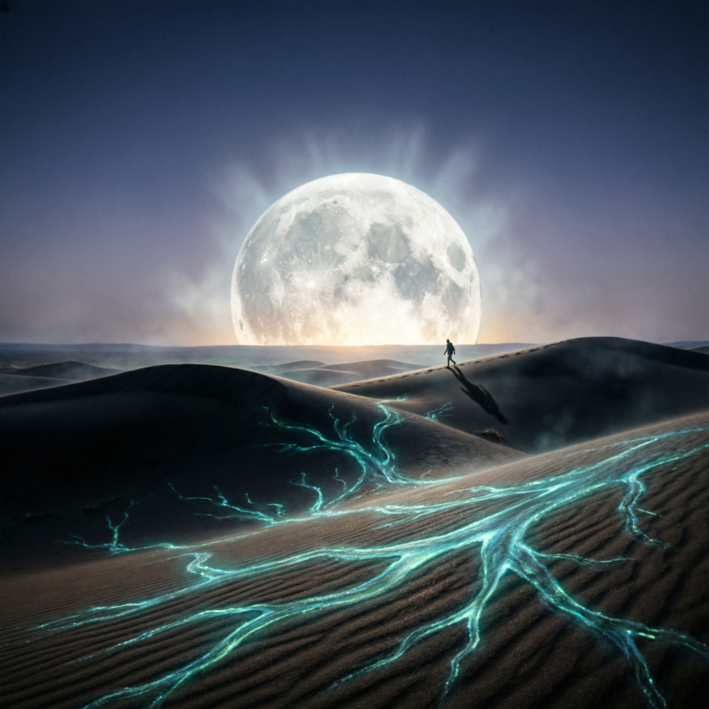 dunes and moon