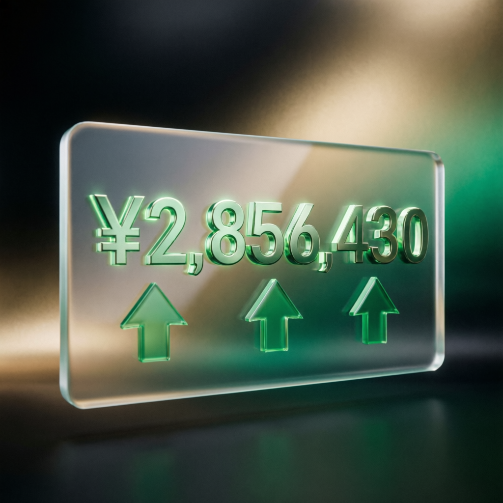 Payout success visualization with profit numbers and upward arrows