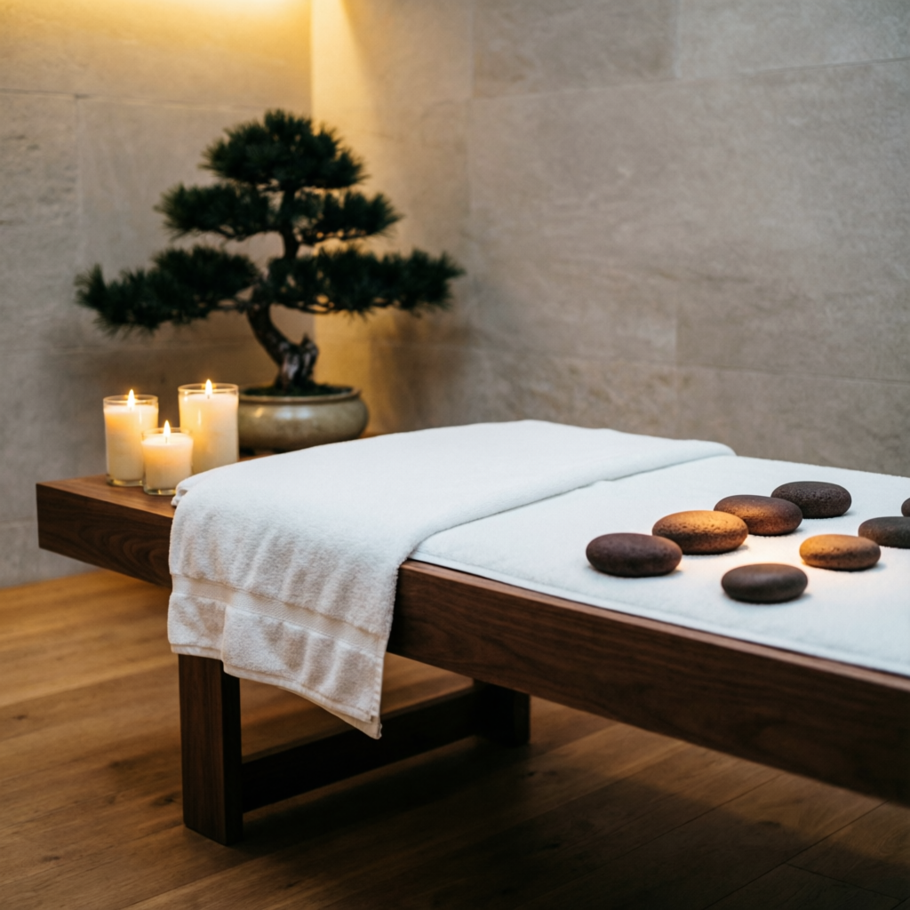 Hot stone massage setup at Shivani Spa Hinjawadi