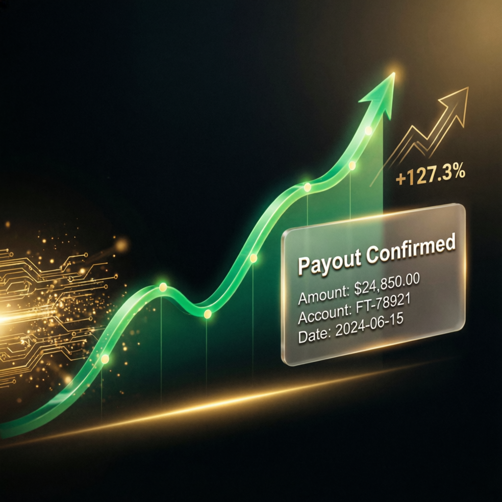 Funded account payout confirmation showing successful profit withdrawal