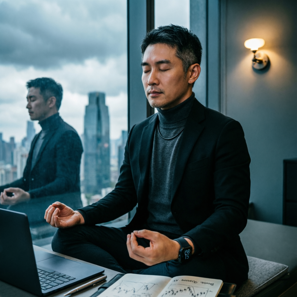 Trader practicing mindfulness and trading psychology for disciplined decision making