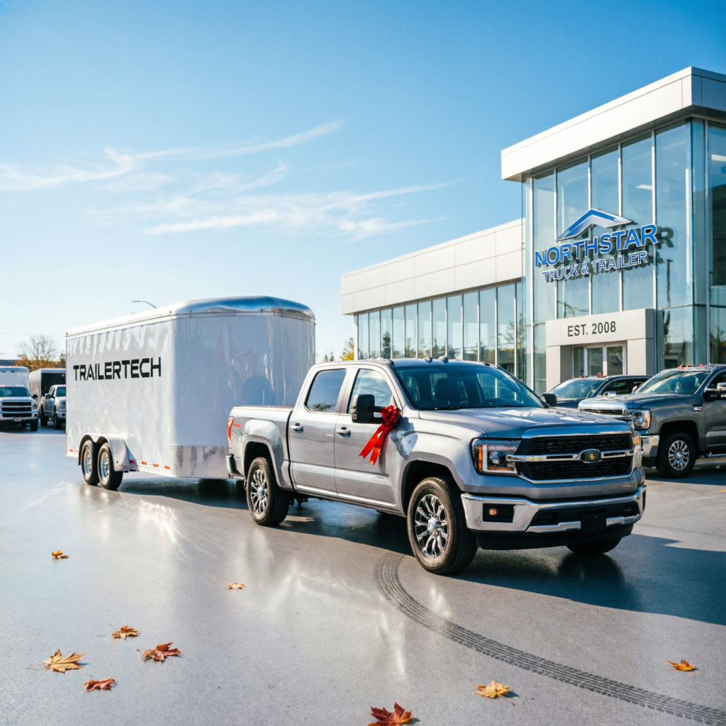 Customer picking up trailer from dealership