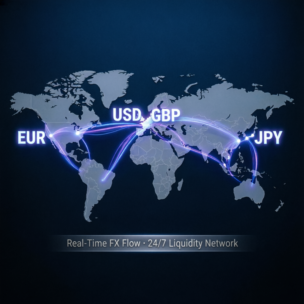 Global forex market with currency connections