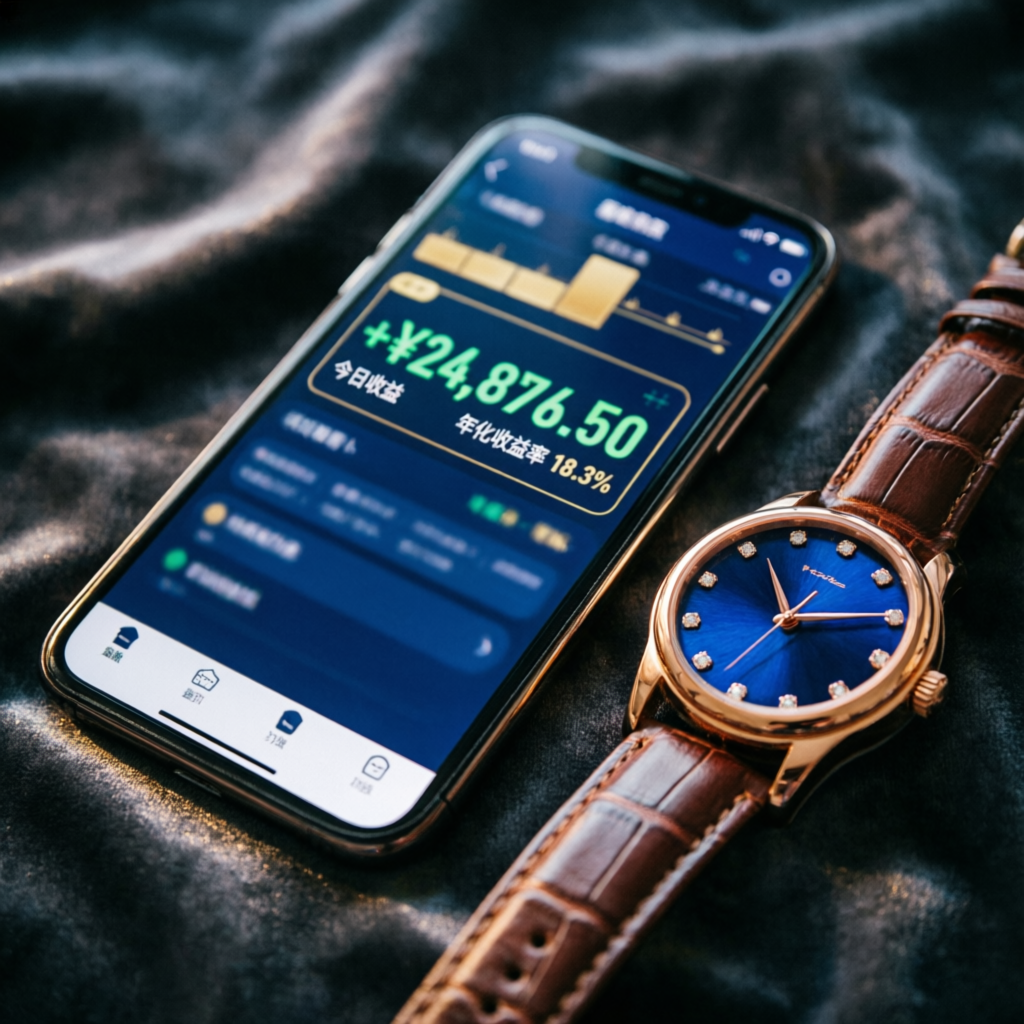 Mobile trading app showing profits