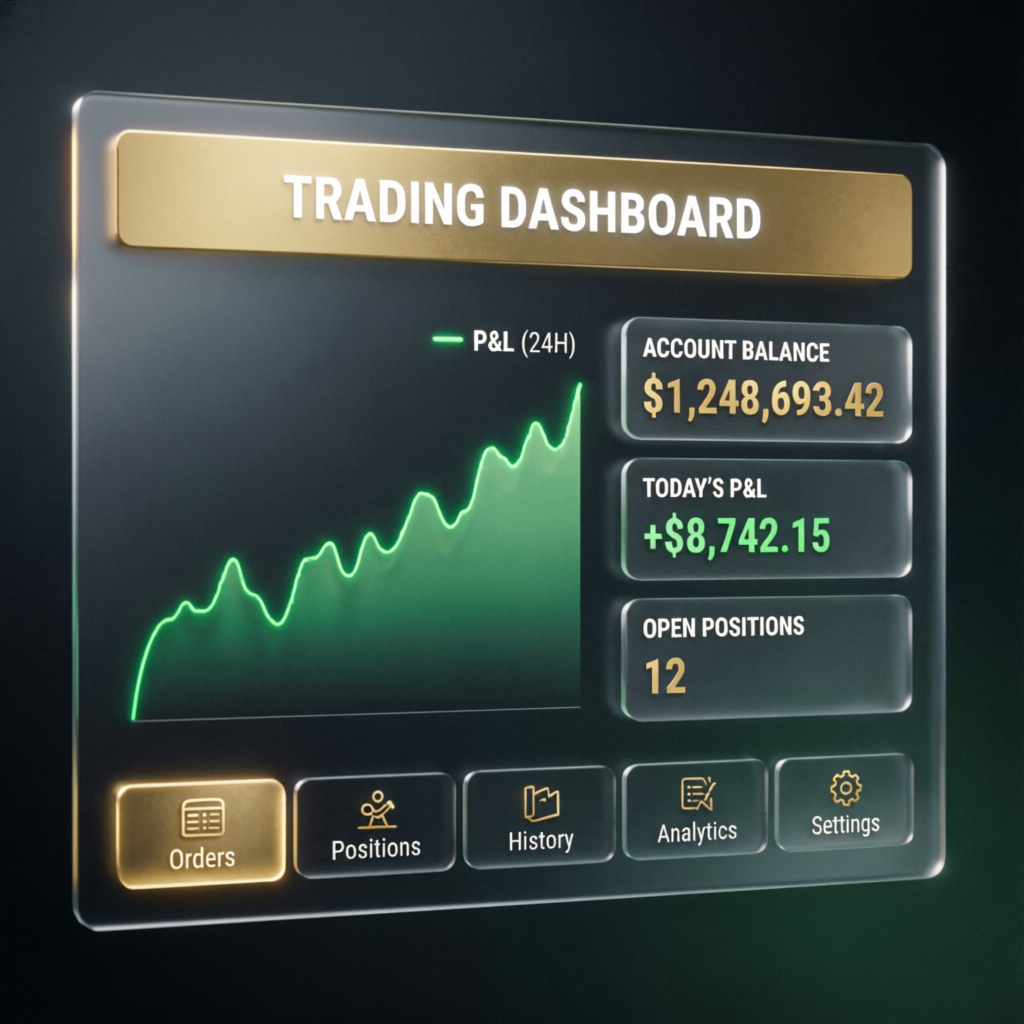 Professional Trading Dashboard showing funded account profits