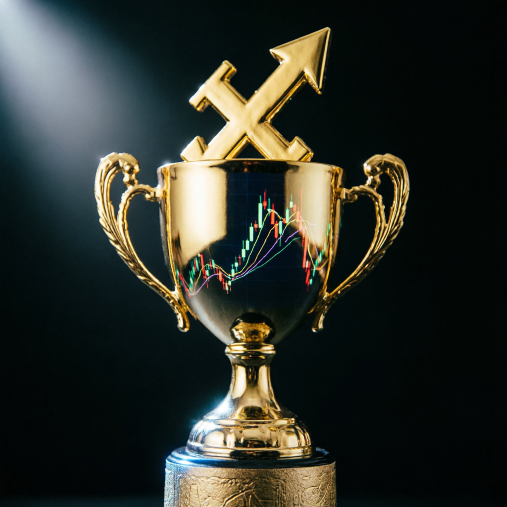 Golden trophy representing trading success