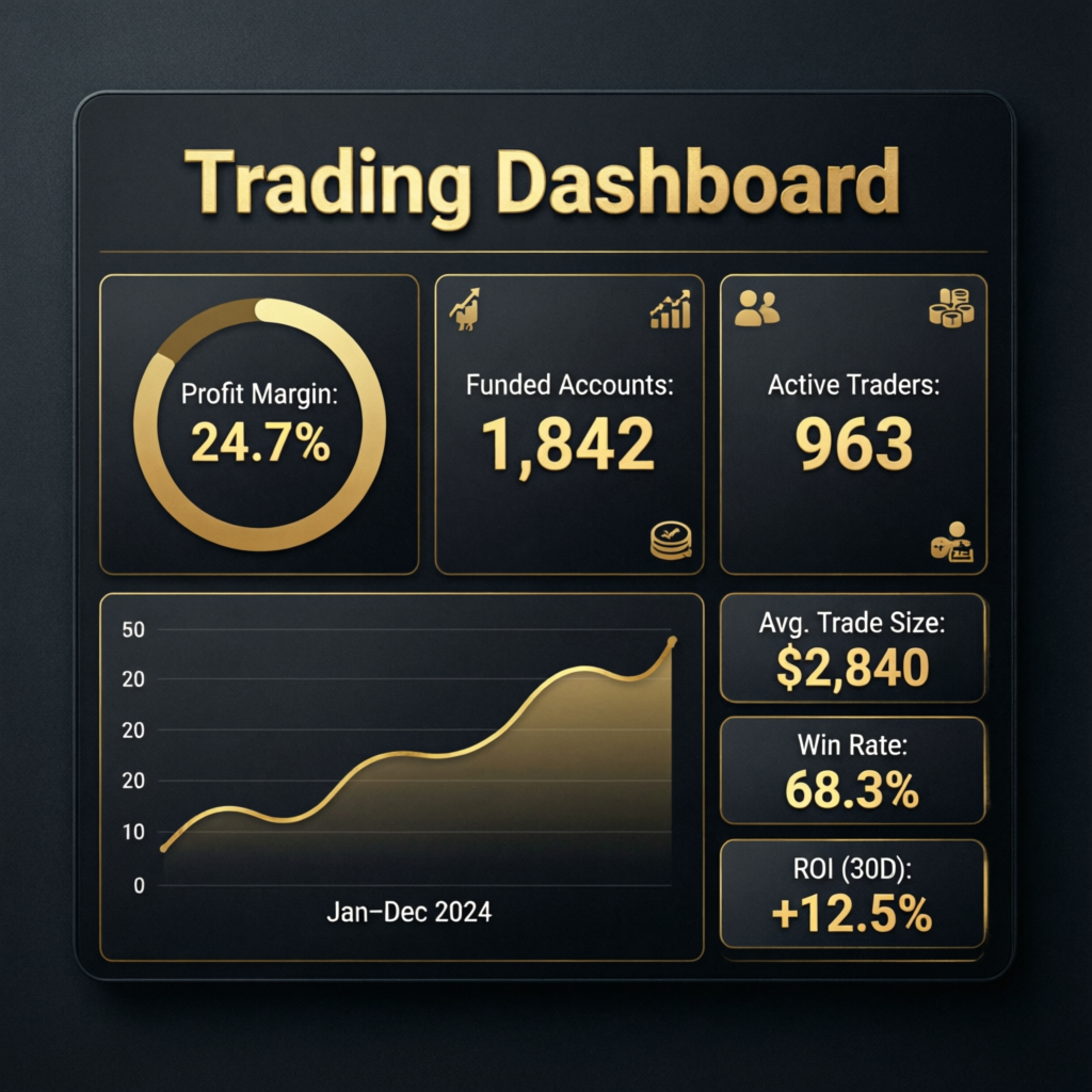 Trading dashboard with profit metrics