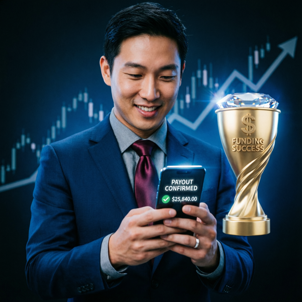 Trader receiving confirmed payout notification representing Apex Trader Funding success