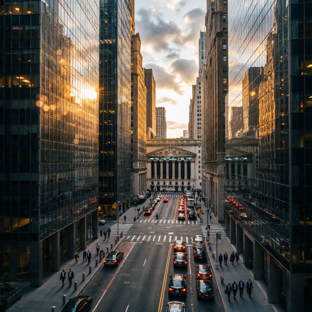 Wall Street financial district representing professional prop firm trading environment