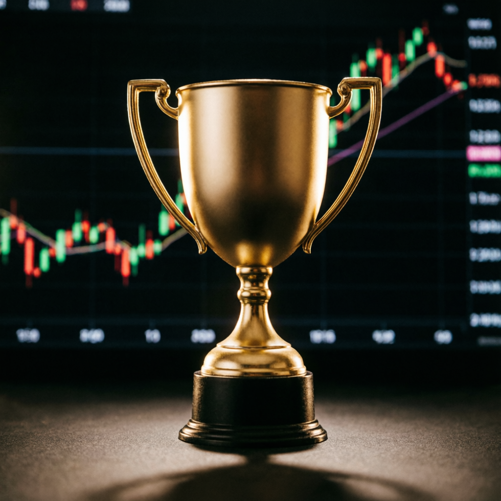 Gold trophy representing successful prop firm challenge completion