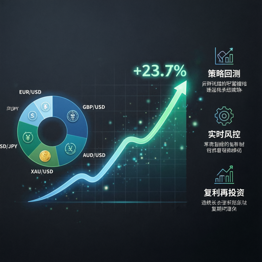 Forex account management performance showing portfolio growth and diversified trading pairs - PFM Capitals results
