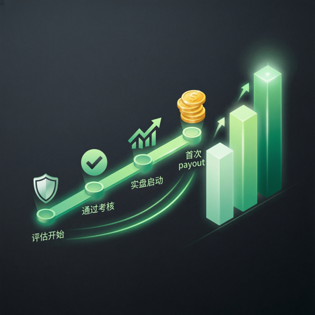 Funded trader journey from evaluation to payout