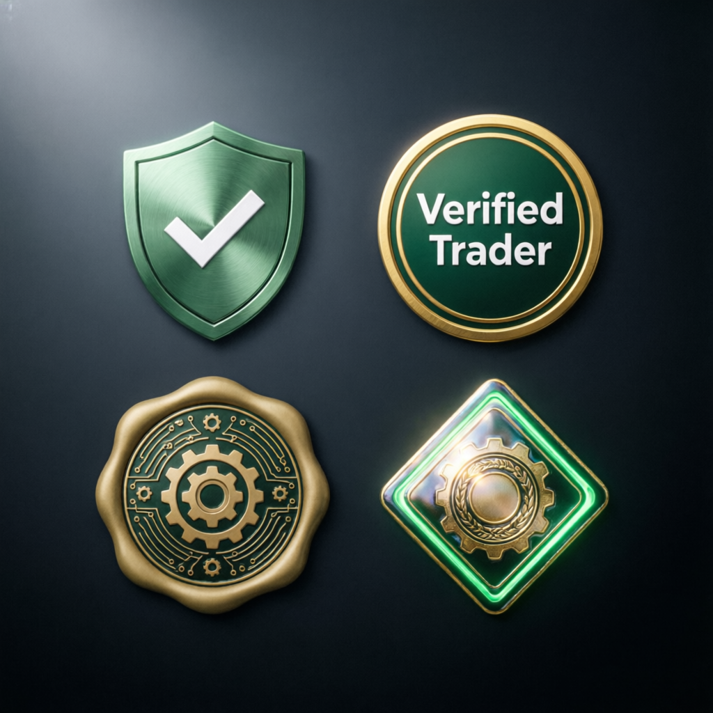 Trust and verification badges for funded traders