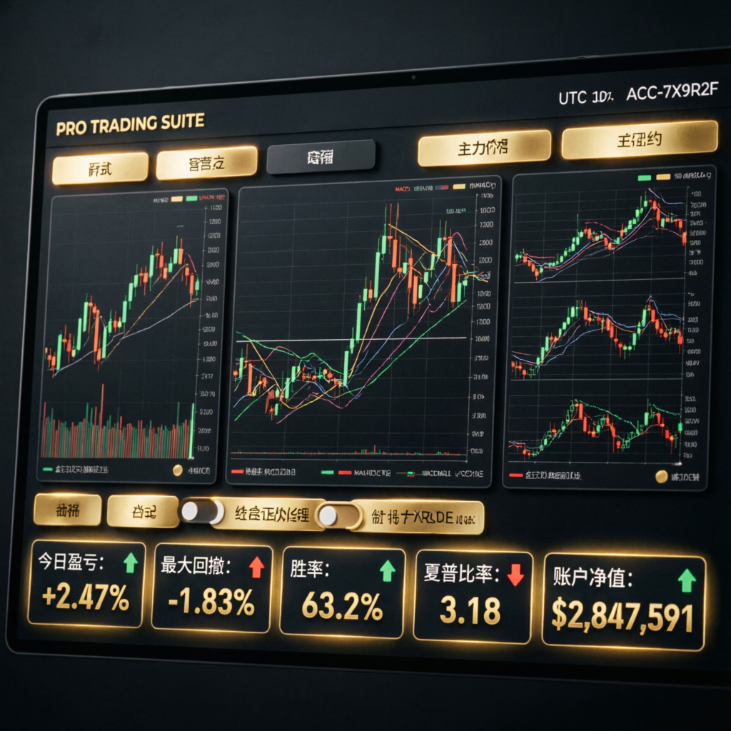 Professional Apex Trader Funding trading dashboard with financial charts and profit indicators