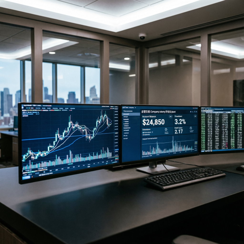 Professional Trading Desk with Topstep Evaluation Dashboard