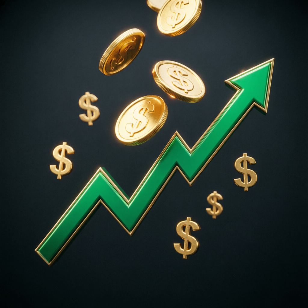 Profit growth visualization showing funded account payout success