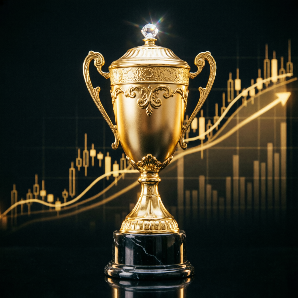 Golden trophy representing Apex Trader Funding success achievement